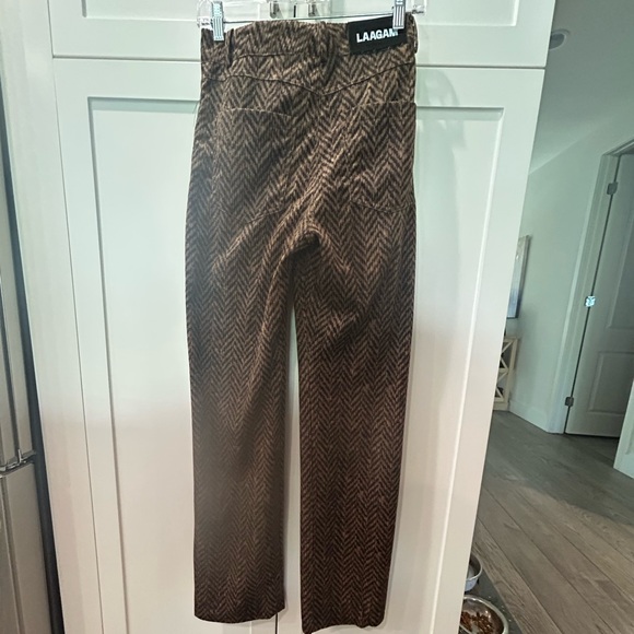 Women's Brown Herringbone Corduroy Straight Leg Pants - Picture 5 of 7